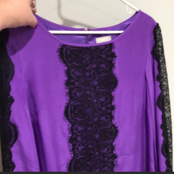 ECI Purple with black lace dress size 6 perfect condition show stopper - Picture 2 of 4